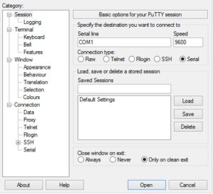 Putty Configuration Window