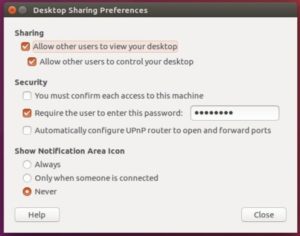Remote Desktop Preferences, VNC